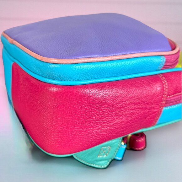 Myra Bag Leather Colorblock "Color Pointe" Backpack - New - Picture 9 of 12